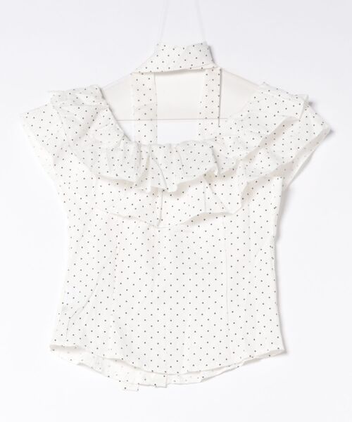 Ritzy(リッツィー)の「ドット柄フリルホルダーネック前開きブラウス(シャツ/ブラウス・レディース・ホワイト/イエロー・M/L)」の13枚目の写真