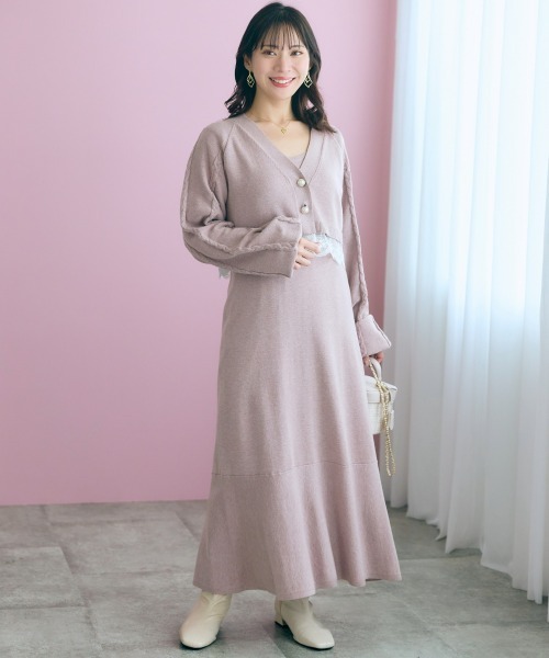 marun(マルン)の「<大きいサイズ>【nanaeさんコラボ】2点セット(カーディガン+ワンピース) marun(ワンピース・レディース・ブラック/ピンクベージュ・5L/4L/3L/LL/L)」の16枚目の写真