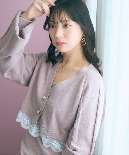 marun(マルン)の「<大きいサイズ>【nanaeさんコラボ】2点セット(カーディガン+ワンピース) marun(ワンピース・レディース・ブラック/ピンクベージュ・5L/4L/3L/LL/L)」の12枚目の写真