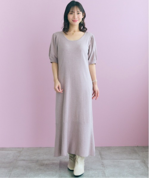 marun(マルン)の「<大きいサイズ>【nanaeさんコラボ】2点セット(カーディガン+ワンピース) marun(ワンピース・レディース・ブラック/ピンクベージュ・5L/4L/3L/LL/L)」の6枚目の写真