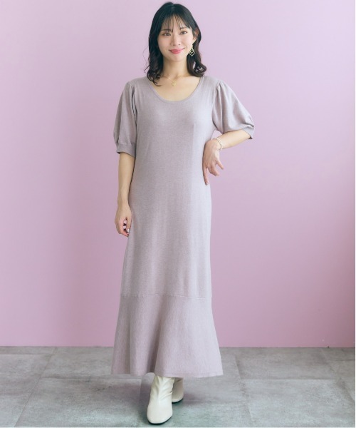 marun(マルン)の「<大きいサイズ>【nanaeさんコラボ】2点セット(カーディガン+ワンピース) marun(ワンピース・レディース・ブラック/ピンクベージュ・5L/4L/3L/LL/L)」の7枚目の写真