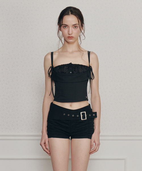 PAIN OR PLEASURE（ペインオアプレジャー）の「HEART RIBBON TOP (SS ver.) black（Tシャツ/カットソー・レディース・その他・SMALL/MEDIUM）」の2枚目の写真