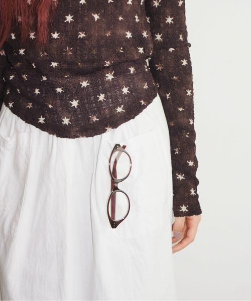 musubore(ムスボレ)の「popcorn shirring gradation top / シャーリングプリントトップス(Tシャツ/カットソー・レディース・ブラウン/パープル/ベージュ・FREE)」の4枚目の写真