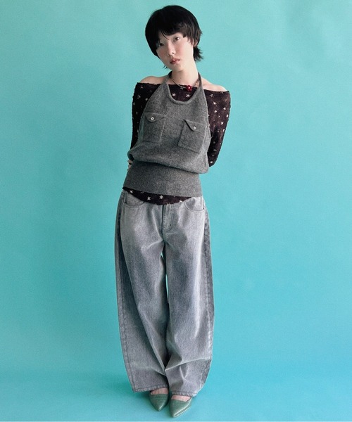 musubore(ムスボレ)の「popcorn shirring gradation top / シャーリングプリントトップス(Tシャツ/カットソー・レディース・ブラウン/パープル/ベージュ・FREE)」の20枚目の写真