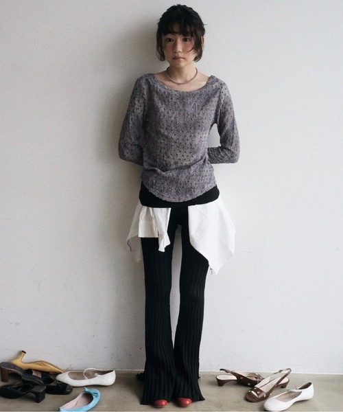 musubore(ムスボレ)の「popcorn shirring gradation top / シャーリングプリントトップス(Tシャツ/カットソー・レディース・ブラウン/パープル/ベージュ・FREE)」の8枚目の写真