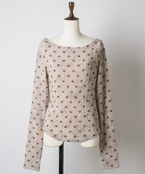 musubore(ムスボレ)の「popcorn shirring gradation top / シャーリングプリントトップス(Tシャツ/カットソー・レディース・ブラウン/パープル/ベージュ・FREE)」の15枚目の写真