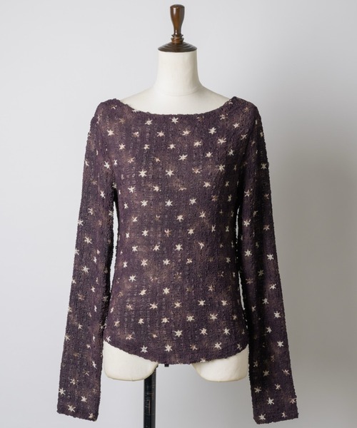 musubore(ムスボレ)の「popcorn shirring gradation top / シャーリングプリントトップス(Tシャツ/カットソー・レディース・ブラウン/パープル/ベージュ・FREE)」の10枚目の写真