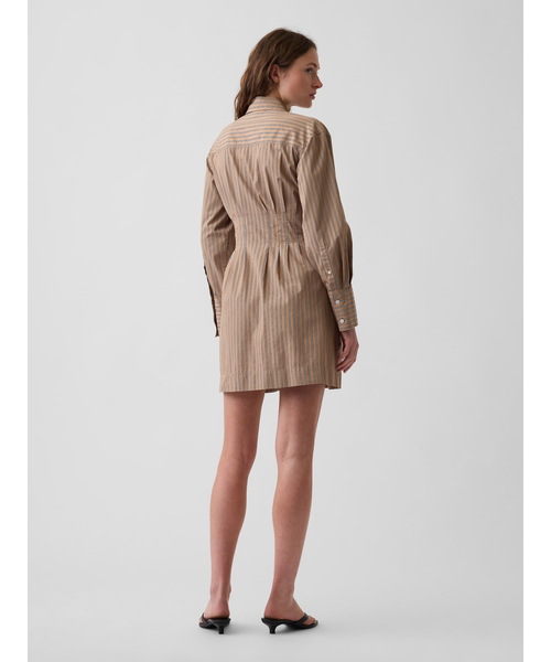GAP(ギャップ)の「オーガニックコットン プリーツ ミニシャツワンピース(ワンピース・レディース・ブラック/ベージュ・XS/M/S/XXS/L)」の3枚目の写真