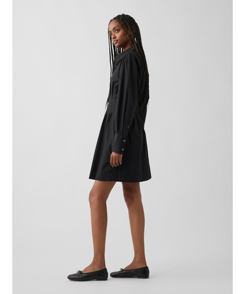 GAP(ギャップ)の「オーガニックコットン プリーツ ミニシャツワンピース(ワンピース・レディース・ブラック/ベージュ・XS/M/S/XXS/L)」の6枚目の写真