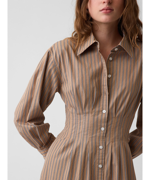 GAP(ギャップ)の「オーガニックコットン プリーツ ミニシャツワンピース(ワンピース・レディース・ブラック/ベージュ・XS/M/S/XXS/L)」の8枚目の写真