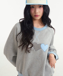 Heart Patch Sweatshirt Gray Blue