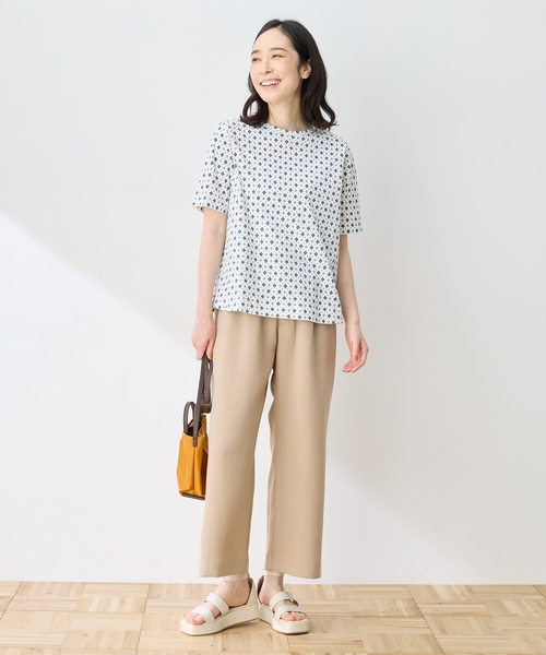 DECOY SINCE 1981(デコイシンスイチキュウハチイチ)の「【ひやさらコットン】総柄プリントTシャツ【綿100%・接触冷感・UVカット】(Tシャツ/カットソー・レディース・オレンジ/イエロー/ネイビー・M/L/LL/3L/4L)」の15枚目の写真