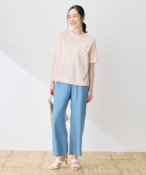DECOY SINCE 1981(デコイシンスイチキュウハチイチ)の「【ひやさらコットン】総柄プリントTシャツ【綿100%・接触冷感・UVカット】(Tシャツ/カットソー・レディース・オレンジ/イエロー/ネイビー・M/L/LL/3L/4L)」の18枚目の写真