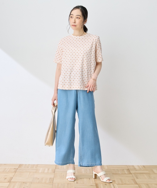 DECOY SINCE 1981(デコイシンスイチキュウハチイチ)の「【ひやさらコットン】総柄プリントTシャツ【綿100%・接触冷感・UVカット】(Tシャツ/カットソー・レディース・オレンジ/イエロー/ネイビー・M/L/LL/3L/4L)」の19枚目の写真