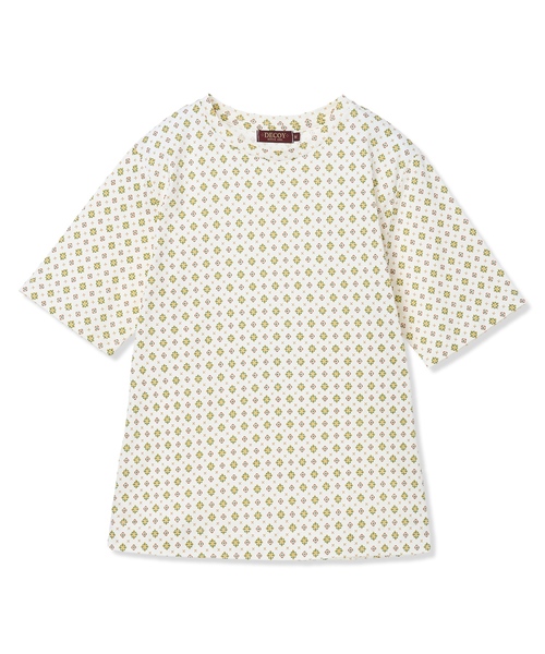 DECOY SINCE 1981(デコイシンスイチキュウハチイチ)の「【ひやさらコットン】総柄プリントTシャツ【綿100%・接触冷感・UVカット】(Tシャツ/カットソー・レディース・オレンジ/イエロー/ネイビー・M/L/LL/3L/4L)」の7枚目の写真