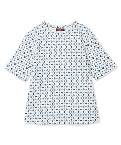 DECOY SINCE 1981(デコイシンスイチキュウハチイチ)の「【ひやさらコットン】総柄プリントTシャツ【綿100%・接触冷感・UVカット】(Tシャツ/カットソー・レディース・オレンジ/イエロー/ネイビー・M/L/LL/3L/4L)」の8枚目の写真