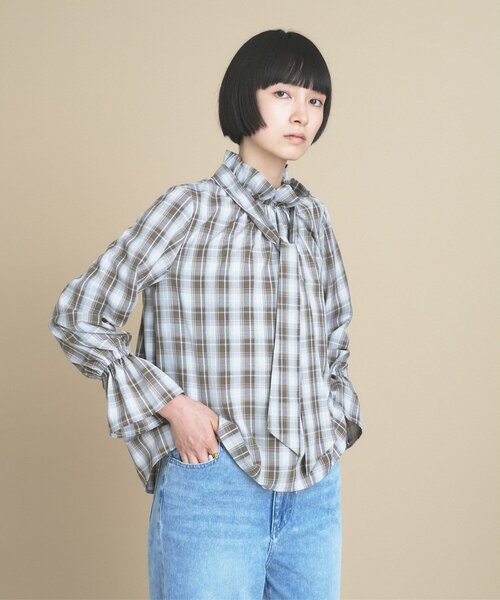 cloenc（クロエンス）の「【2WAY／手洗い可】チェックボウタイブラウス（シャツ/ブラウス・レディース・ピンク/ブラウン系その他2/カーキ系1・02）」の7枚目の写真