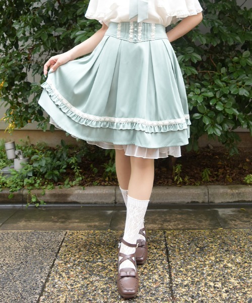 axes femme POETIQUE（アクシーズファムポエティック）の「ギンガム梯子ハイウエストＳＫ（スカート・レディース・オレンジ/ネイビー/ミント・MEDIUM）」の2枚目の写真