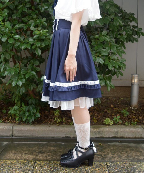 axes femme POETIQUE（アクシーズファムポエティック）の「ギンガム梯子ハイウエストＳＫ（スカート・レディース・オレンジ/ネイビー/ミント・MEDIUM）」の5枚目の写真