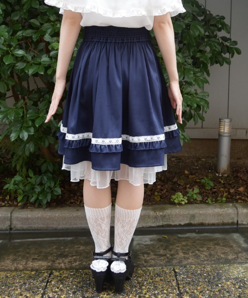 axes femme POETIQUE（アクシーズファムポエティック）の「ギンガム梯子ハイウエストＳＫ（スカート・レディース・オレンジ/ネイビー/ミント・MEDIUM）」の6枚目の写真