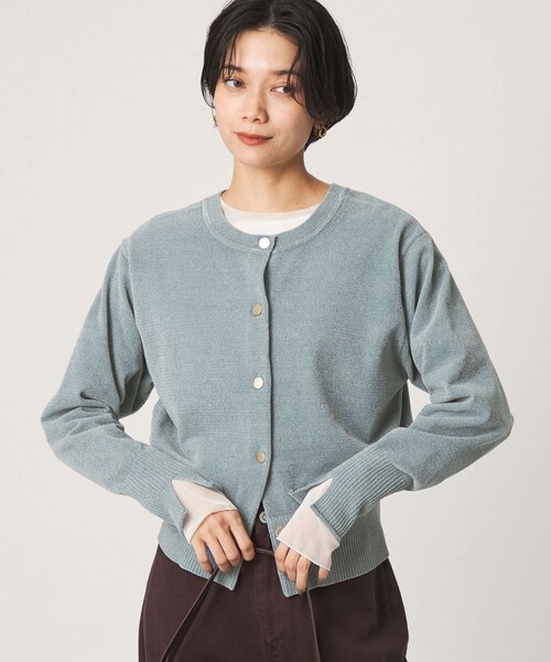 green label relaxing(グリーンレーベルリラクシング)の「【結論シリーズ】ふれてモールニットカーデ(カーディガン/ボレロ・レディース・モカ/ライトブルー/オフホワイト/ブラック・FREE)」の10枚目の写真