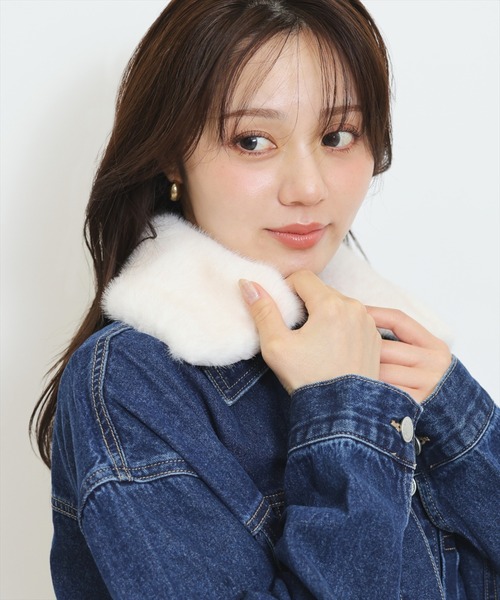 WILLSELECTION（ウィルセレクション）の「ファーティペットオーバーサイズデニムジャケット（デニムジャケット・レディース・ブルー/ネイビー・FREE）」の2枚目の写真