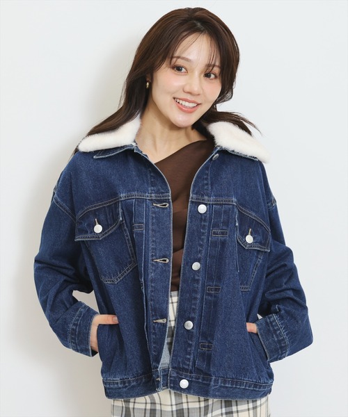 WILLSELECTION（ウィルセレクション）の「ファーティペットオーバーサイズデニムジャケット（デニムジャケット・レディース・ブルー/ネイビー・FREE）」の3枚目の写真