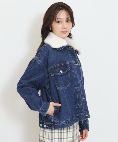 WILLSELECTION（ウィルセレクション）の「ファーティペットオーバーサイズデニムジャケット（デニムジャケット・レディース・ブルー/ネイビー・FREE）」の4枚目の写真