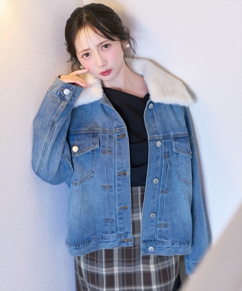 WILLSELECTION（ウィルセレクション）の「ファーティペットオーバーサイズデニムジャケット（デニムジャケット・レディース・ブルー/ネイビー・FREE）」の19枚目の写真
