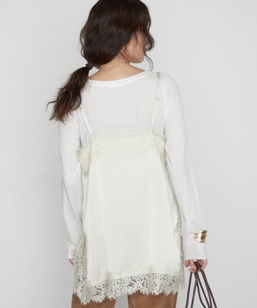LOUNGEDRESS(ラウンジドレス)の「サテンレースキャミチュニック レイヤード(キャミソール・レディース・チャコールグレー/アイボリー/ベージュ・FREE)」の8枚目の写真