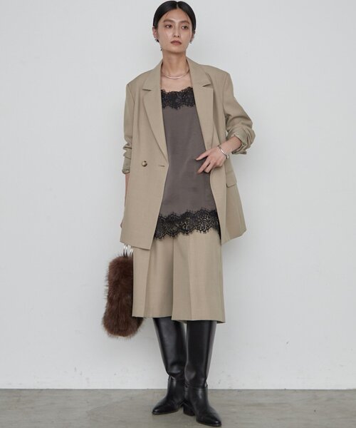 LOUNGEDRESS(ラウンジドレス)の「サテンレースキャミチュニック レイヤード(キャミソール・レディース・チャコールグレー/アイボリー/ベージュ・FREE)」の18枚目の写真