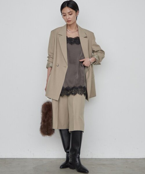 LOUNGEDRESS(ラウンジドレス)の「サテンレースキャミチュニック レイヤード(キャミソール・レディース・チャコールグレー/アイボリー/ベージュ・FREE)」の19枚目の写真