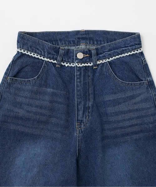 Mi-je(ミジェ)の「ハートレースアップワイドデニムパンツ(その他パンツ・レディース・ダークブルー/ライトブルー・S/M)」の10枚目の写真