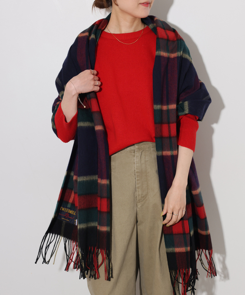 JOURNAL STANDARD relume(ジャーナルスタンダード レリューム)の「《追加》【TWEEDMILL/ツイードミル】 チェックストール(ストール/ショール・レディース・レッド/グリーン/ダークパープル/ブラック系その他・FREE)」の4枚目の写真
