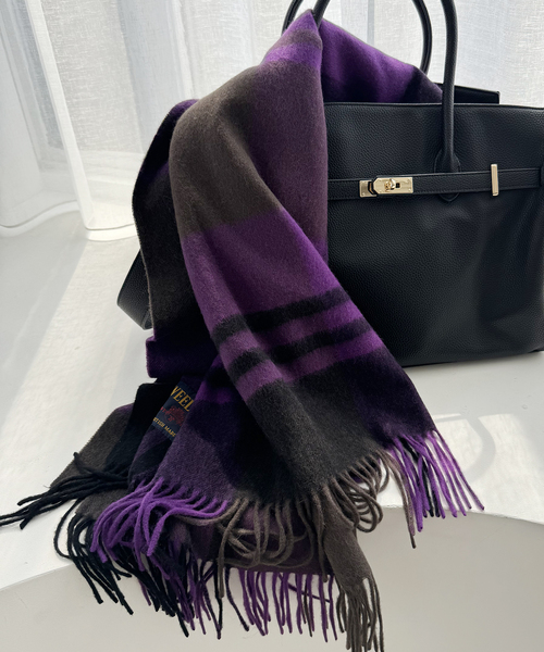 JOURNAL STANDARD relume(ジャーナルスタンダード レリューム)の「《追加》【TWEEDMILL/ツイードミル】 チェックストール(ストール/ショール・レディース・レッド/グリーン/ダークパープル/ブラック系その他・FREE)」の3枚目の写真