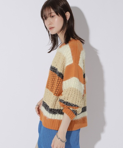LAKOLE(ラコレ)の「異素材MIXニットプルオーバー / 747853(ニット/セーター・レディース・ブラック/ブラウン/オレンジ・FREE)」の22枚目の写真