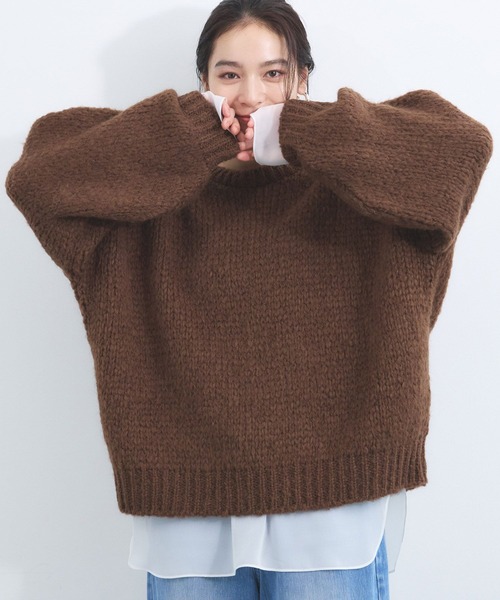 TRICOTS JEAN MARC（トリコットジーンマルク）の「BARNYARDSTORM / TRICOTS JEAN MARC / クルーネックニット（ニット/セーター・レディース・ブラウン/ラベンダー/ライトグレー・FREE）」の7枚目の写真
