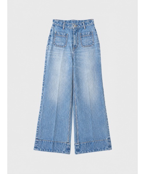 EIMY ISTOIRE(エイミーイストワール)の「HEM SWITCHING DENIM(デニムパンツ・レディース・インディゴブルー/ブルー/ライトブルー・23/25/24)」の1枚目の写真