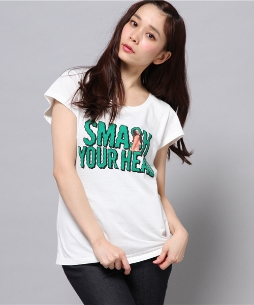 HYSTERIC GLAMOUR(ヒステリックグラマー)の「SMASH YOUR HEAD pt T-SH(Tシャツ/カットソー・レディース・ホワイト/ブラック/チャコールグレー・FREE)」の2枚目の写真
