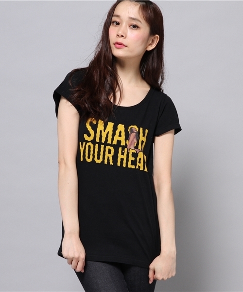 HYSTERIC GLAMOUR(ヒステリックグラマー)の「SMASH YOUR HEAD pt T-SH(Tシャツ/カットソー・レディース・ホワイト/ブラック/チャコールグレー・FREE)」の1枚目の写真