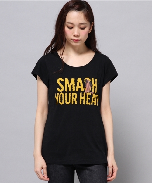 HYSTERIC GLAMOUR(ヒステリックグラマー)の「SMASH YOUR HEAD pt T-SH(Tシャツ/カットソー・レディース・ホワイト/ブラック/チャコールグレー・FREE)」の4枚目の写真