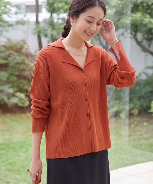 STYLE DELI(スタイルデリ)の「【LUXE】シャリ感リブ編みニットシャツ(Tシャツ/カットソー・レディース・ホワイト系その他/ピンク系その他/オレンジ・FREE)」の3枚目の写真