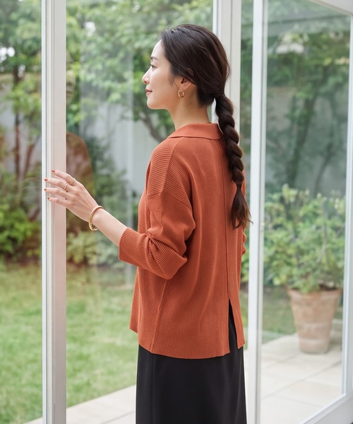 STYLE DELI(スタイルデリ)の「【LUXE】シャリ感リブ編みニットシャツ(Tシャツ/カットソー・レディース・ホワイト系その他/ピンク系その他/オレンジ・FREE)」の6枚目の写真
