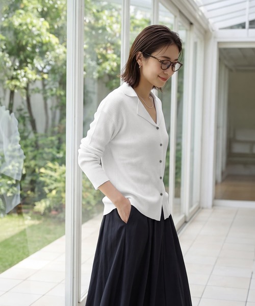 STYLE DELI(スタイルデリ)の「【LUXE】シャリ感リブ編みニットシャツ(Tシャツ/カットソー・レディース・ホワイト系その他/ピンク系その他/オレンジ・FREE)」の13枚目の写真