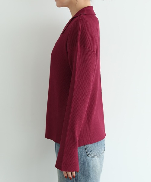 STYLE DELI(スタイルデリ)の「【LUXE】シャリ感リブ編みニットシャツ(Tシャツ/カットソー・レディース・ホワイト系その他/ピンク系その他/オレンジ・FREE)」の16枚目の写真