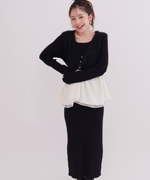 natural couture（ナチュラルクチュール）の「異素材ペプラムベスト×ニットワンピース（ワンピース）」