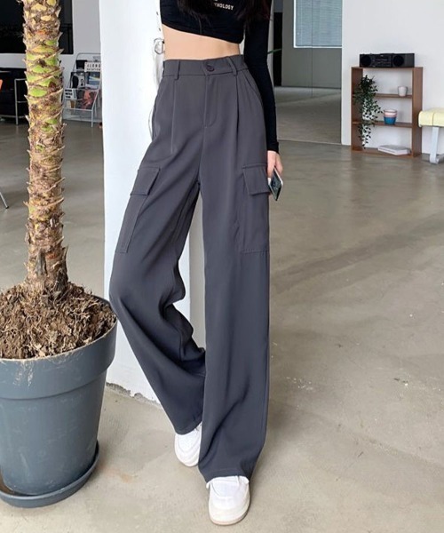 Flugge（フラッジー）の「ストレートカーゴスラックスパンツ（スラックス・レディース・グレー/ブラック・LARGE/MEDIUM）」の17枚目の写真