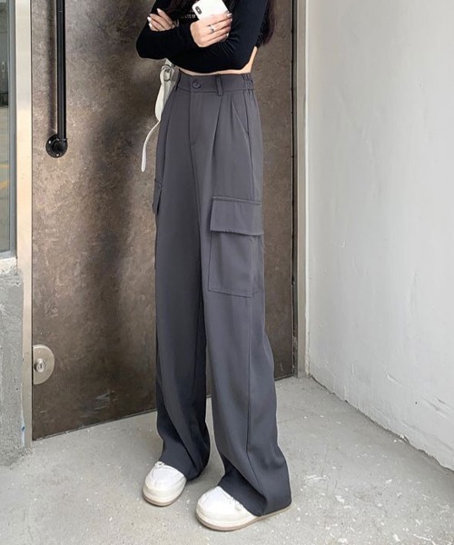 Flugge（フラッジー）の「ストレートカーゴスラックスパンツ（スラックス・レディース・グレー/ブラック・LARGE/MEDIUM）」の14枚目の写真