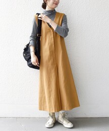 〈洗濯機可能〉モールスキン Vネック ジャンパースカート