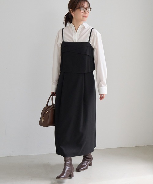 ROPE' PICNIC(ロペピクニック)の「【大人気商品につき今年も登場!】【WEB限定】セットアップ見え 褒められワンピース(ワンピース・レディース・チャコールグレー/ベージュ系その他/ブラック・M/S)」の1枚目の写真